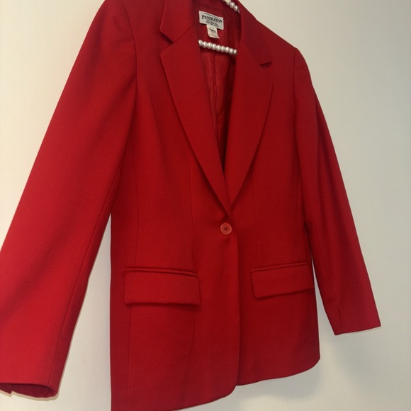 Pendleton Red Wool Blend Single‎ Button Blazer Jacket Women's Size 8 - Picture 4 of 6